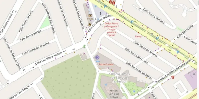 Mapa de la zona de Torre Sebastián, San Luis Potosí